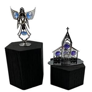 Vtg Crystal Delight Mascot Inc. USA Angel Church Suncatcher Crystal 24K Plated